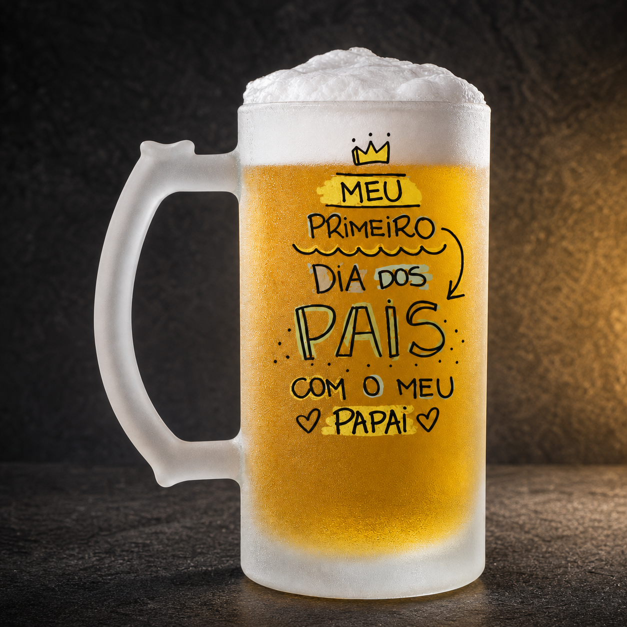 Caneca de Vidro Jateado Personalizada Primeiro Dia dos Pais - imagem lifestyle 5