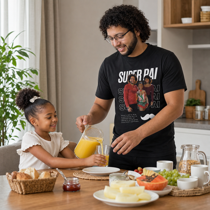 Camiseta Preta Personalizada Super Pai com Foto - imagem lifestyle 2
