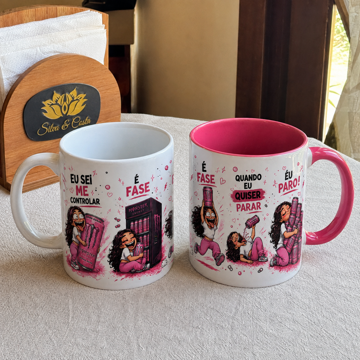 Caneca de Porcelana Personalizada Monster Rosa — Eu Sei Me Controlar - imagem principal