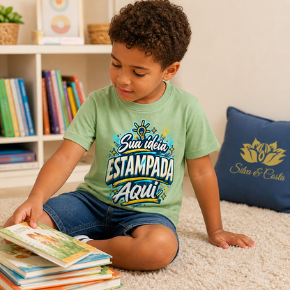 Camiseta Infantil Colorida Personalizada 100% Algodão - imagem lifestyle 3
