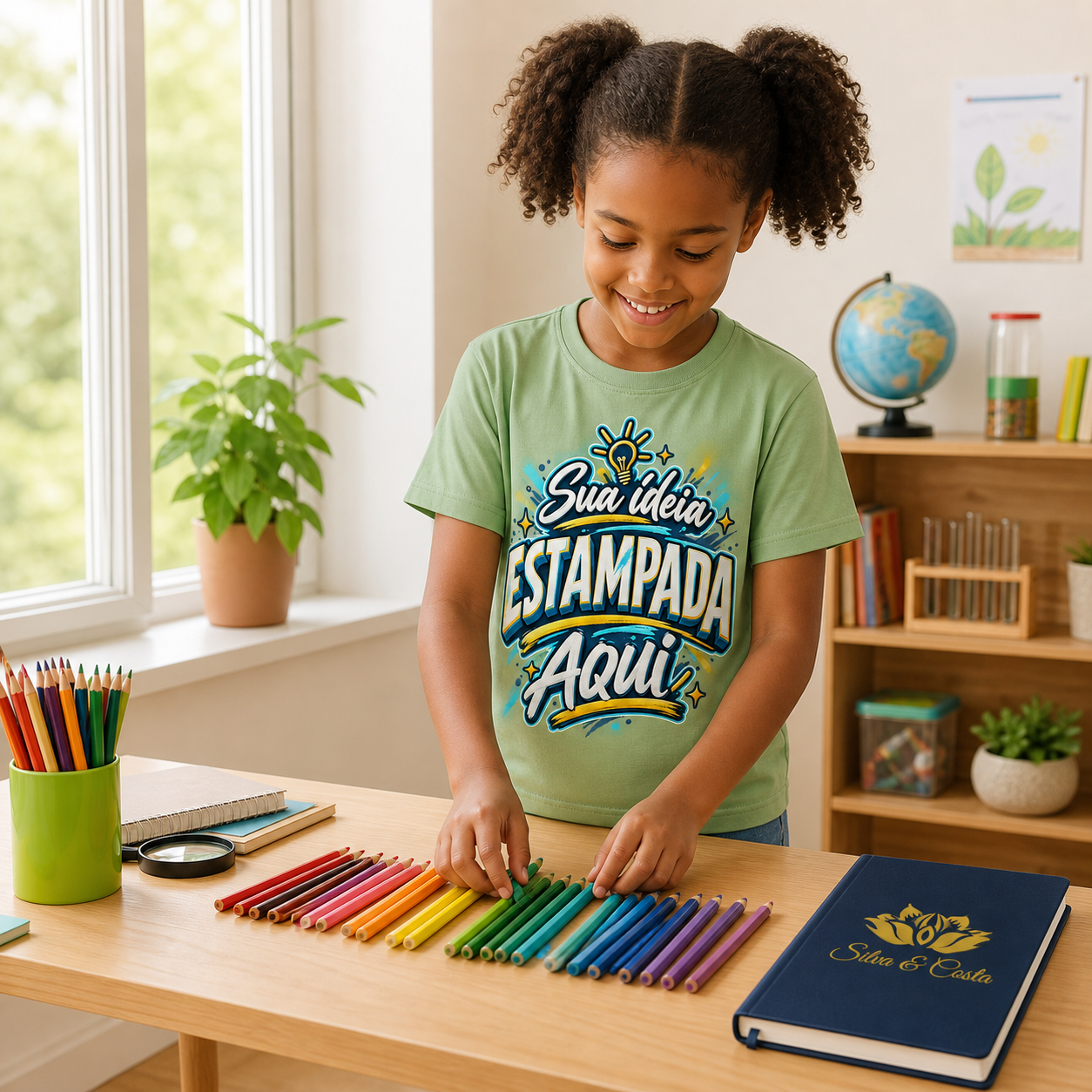 Camiseta Infantil Colorida Personalizada 100% Algodão - imagem lifestyle 4