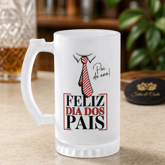 Caneca de Vidro Jateado Personalizada Pai do Ano - imagem principal