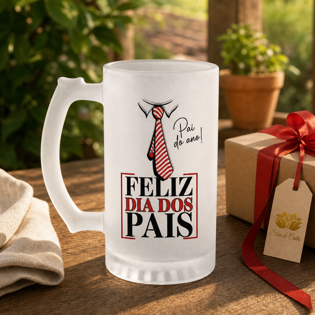 Caneca de Vidro Jateado Personalizada Pai do Ano - imagem lifestyle 2