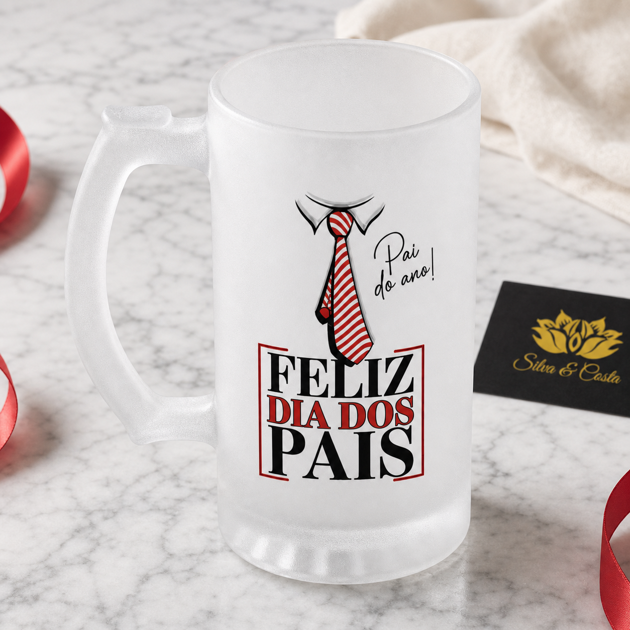 Caneca de Vidro Jateado Personalizada Pai do Ano - imagem lifestyle 3