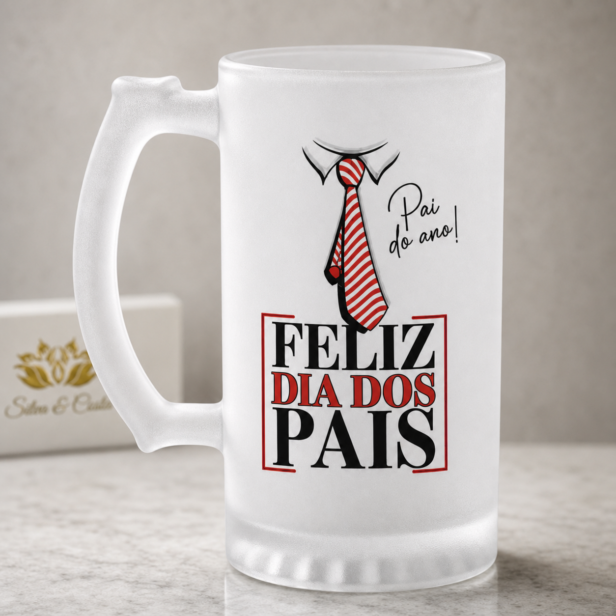 Caneca de Vidro Jateado Personalizada Pai do Ano - imagem lifestyle 5