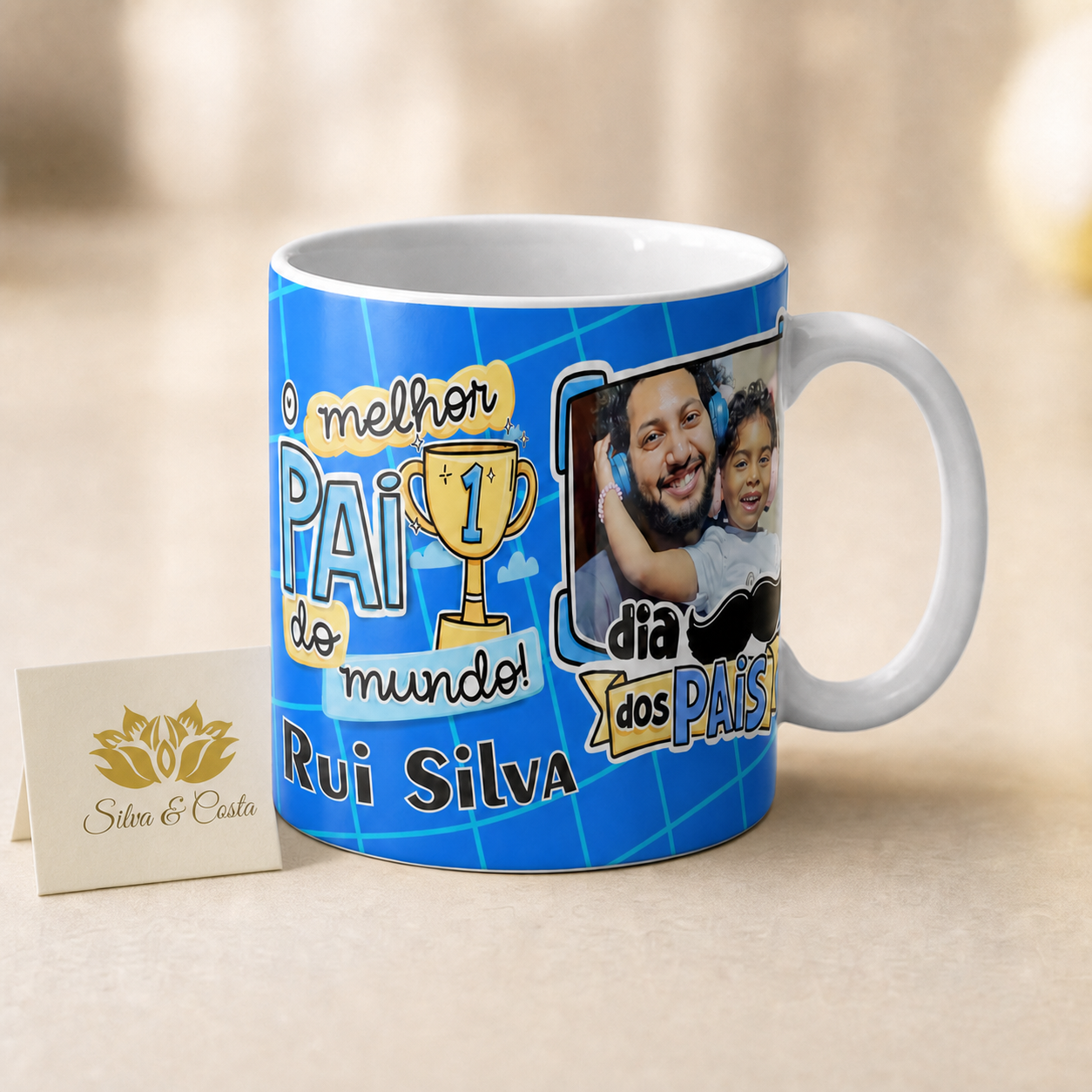 Caneca de Porcelana Personalizada com Foto para o Dia dos Pais - imagem principal realista