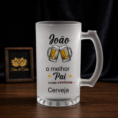 Caneca de Vidro Jateado Personalizada para Pai Cervejeiro - imagem principal