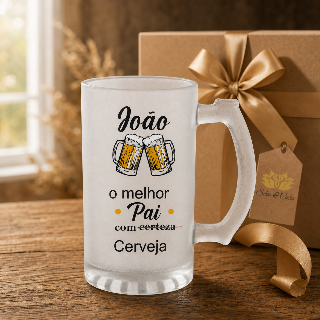 Caneca de Vidro Jateado Personalizada para Pai Cervejeiro - imagem lifestyle 2