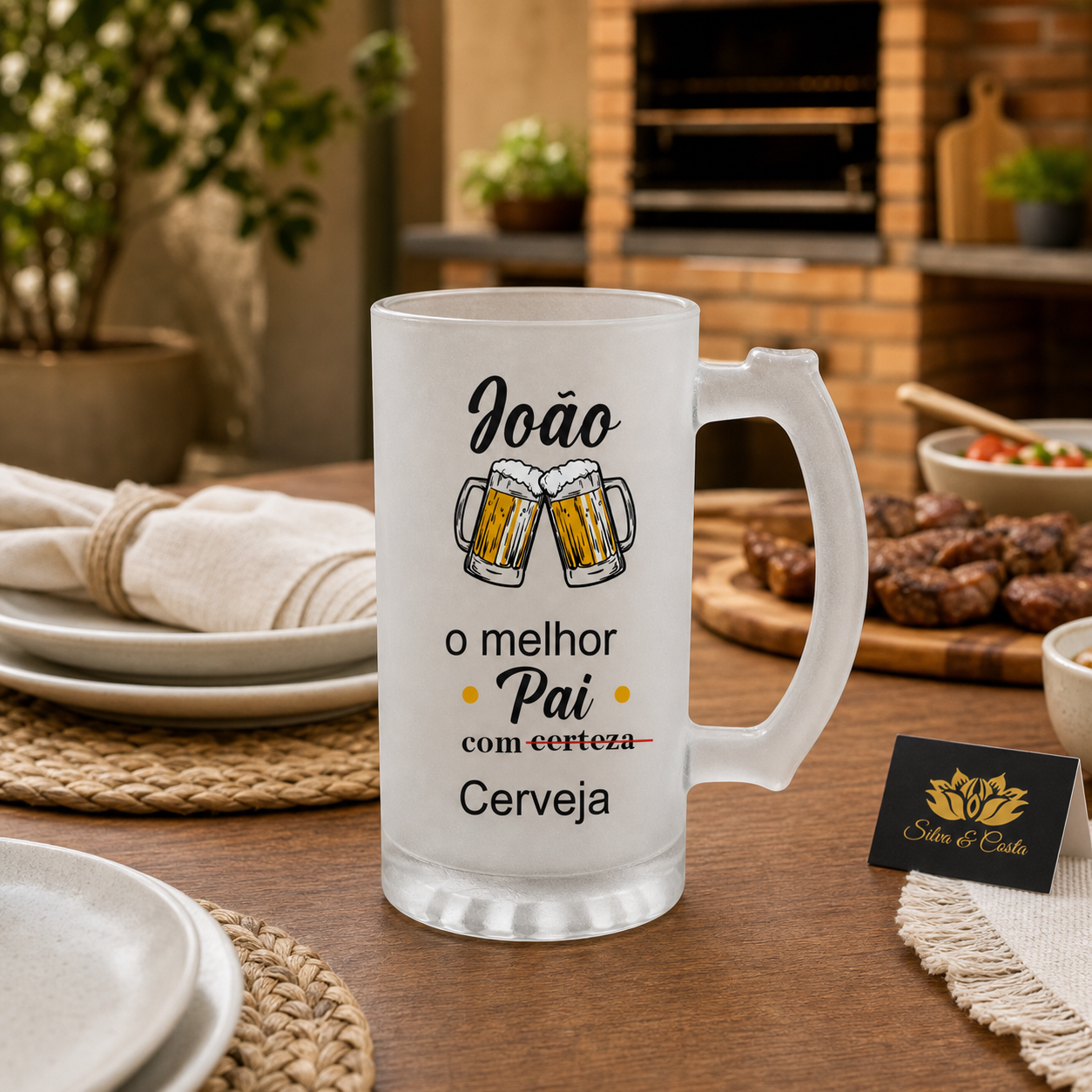Caneca de Vidro Jateado Personalizada para Pai Cervejeiro - imagem lifestyle 3