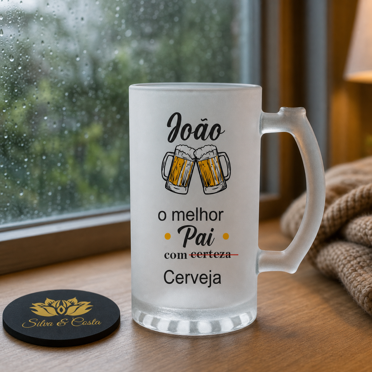 Caneca de Vidro Jateado Personalizada para Pai Cervejeiro - imagem lifestyle 4
