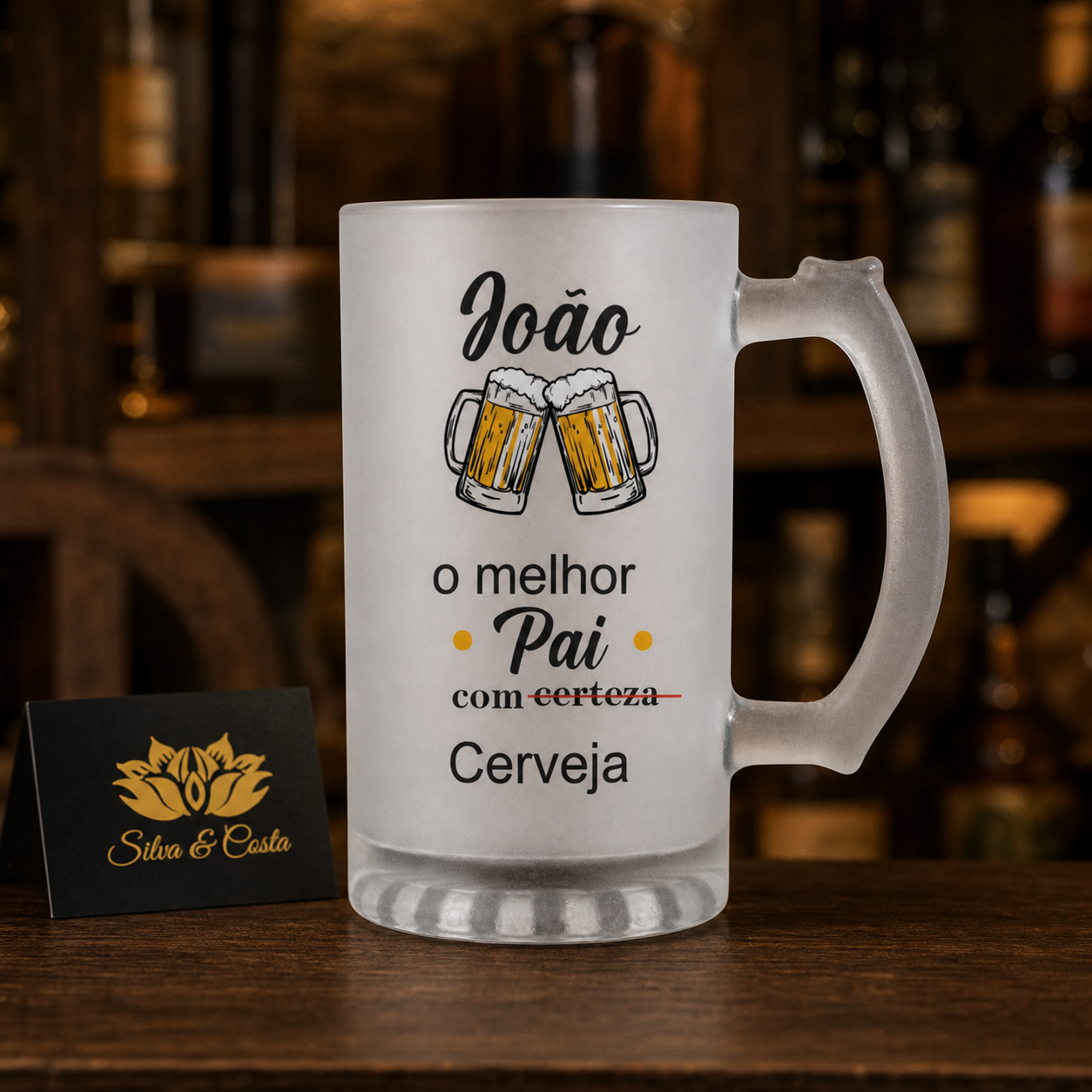 Caneca de Vidro Jateado Personalizada para Pai Cervejeiro - imagem lifestyle 5