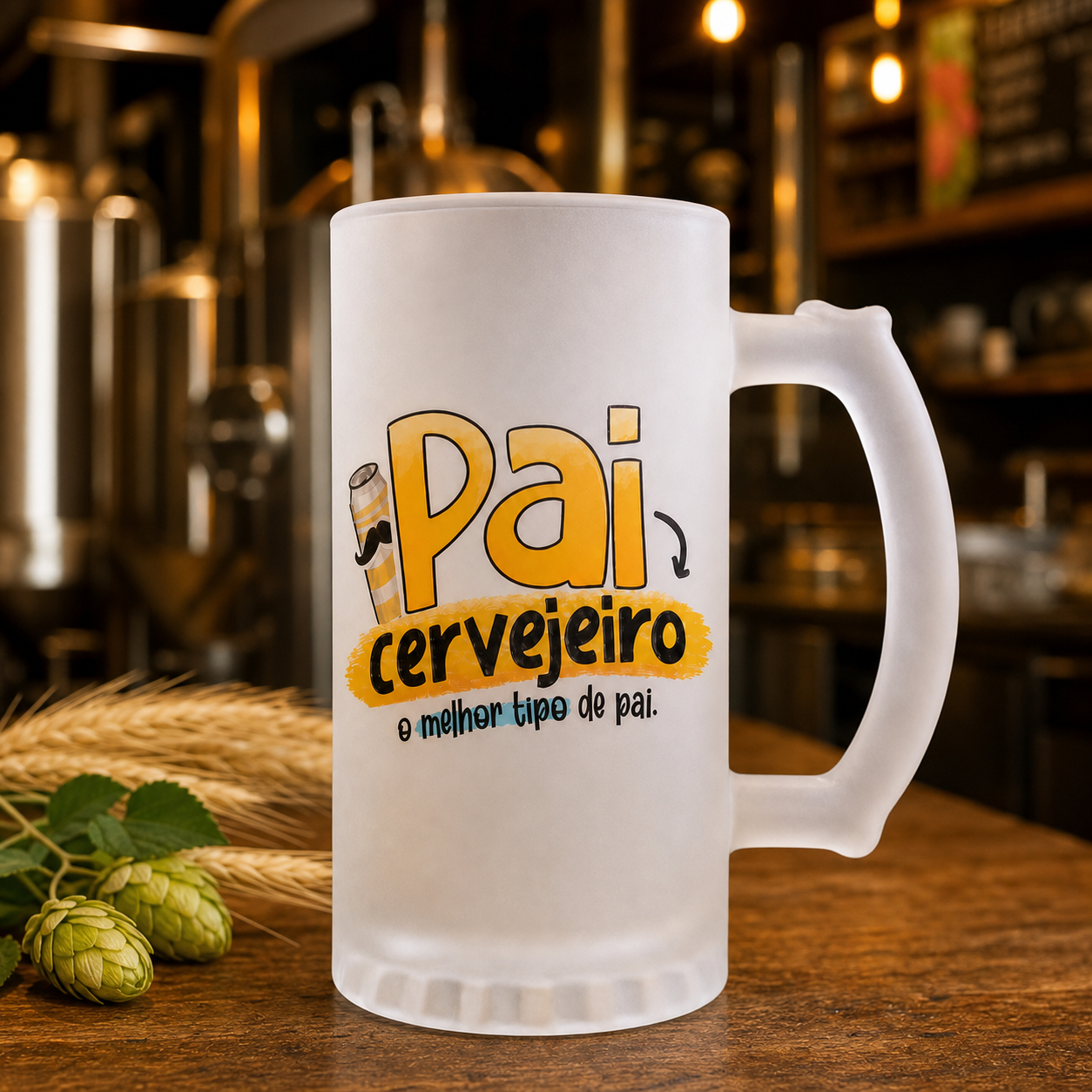 Caneca de Vidro Jateado Personalizada Pai Cervejeiro Melhor Tipo - imagem lifestyle 2