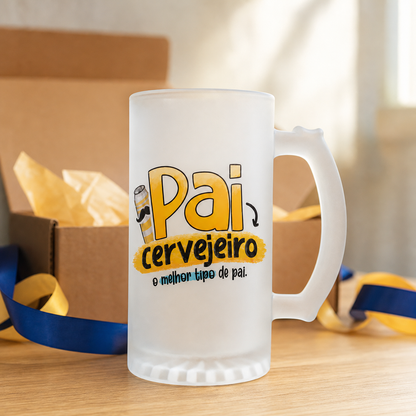 Caneca de Vidro Jateado Personalizada Pai Cervejeiro Melhor Tipo - imagem lifestyle 3