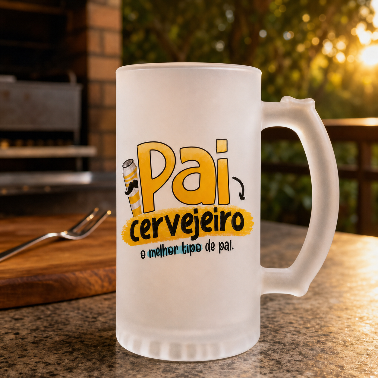 Caneca de Vidro Jateado Personalizada Pai Cervejeiro Melhor Tipo - imagem lifestyle 4