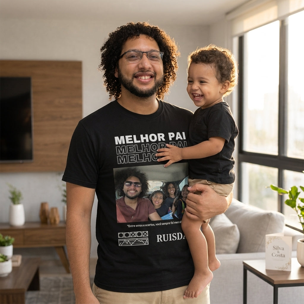 Camiseta Preta Personalizada Melhor Pai com Foto - imagem principal