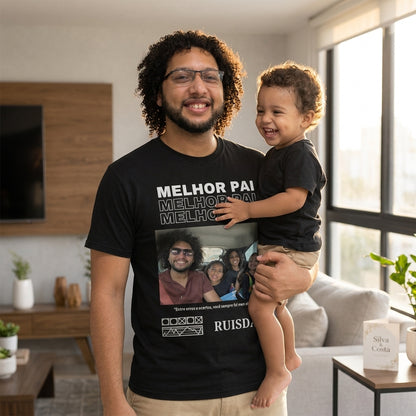 Camiseta Preta Personalizada Melhor Pai com Foto - imagem principal
