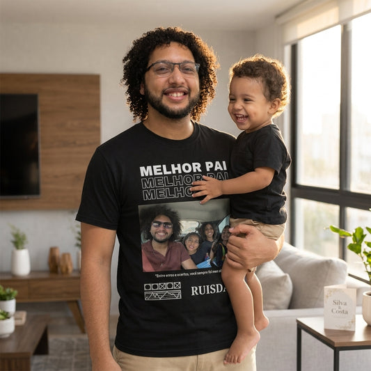 Camiseta Preta Personalizada Melhor Pai com Foto - imagem principal