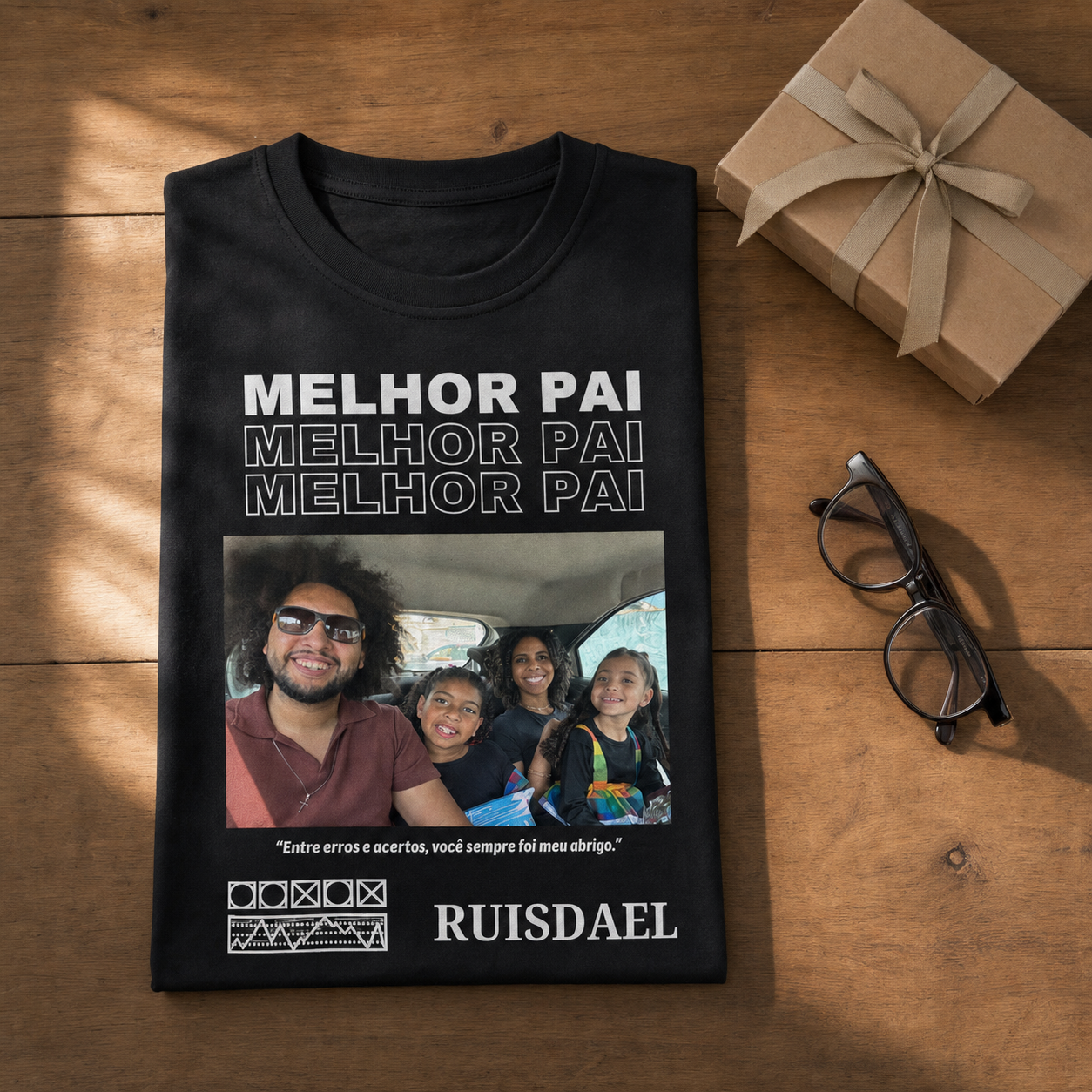 Camiseta Preta Personalizada Melhor Pai com Foto - imagem lifestyle 4