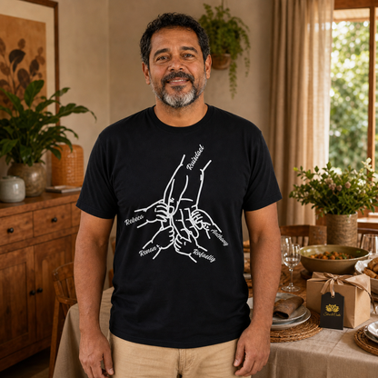 Camiseta Preta Mãos da Família com Nomes — Dia dos Pais - imagem lifestyle 3