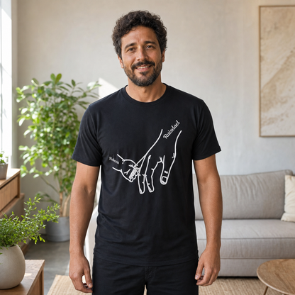 Camiseta Preta Personalizada com Nomes e Mãos - imagem principal