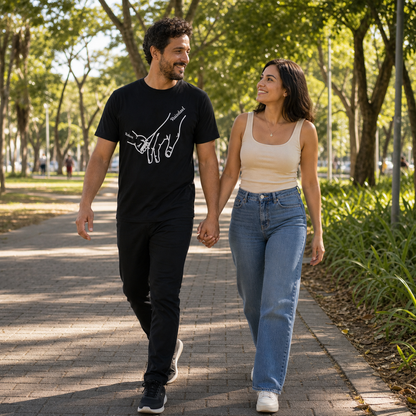 Camiseta Preta Personalizada com Nomes e Mãos - imagem lifestyle 5