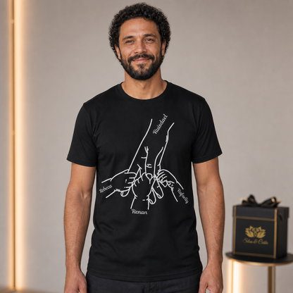 Camiseta Preta Personalizada com Mãos e Nomes — Dia dos Pais - imagem principal