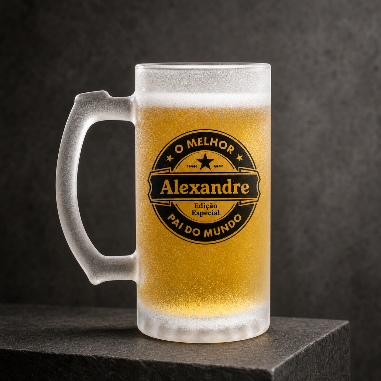 Caneca de Vidro Jateado Personalizada O Melhor Pai - imagem principal