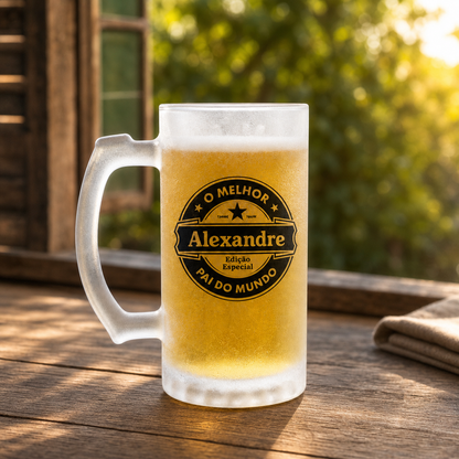 Caneca de Vidro Jateado Personalizada O Melhor Pai - imagem lifestyle 2