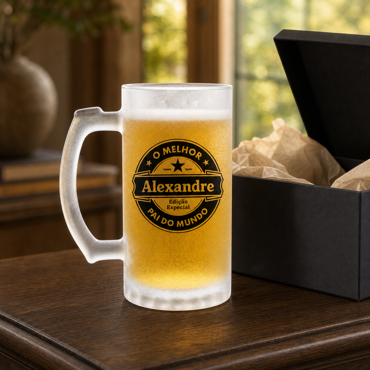 Caneca de Vidro Jateado Personalizada O Melhor Pai - imagem lifestyle 3