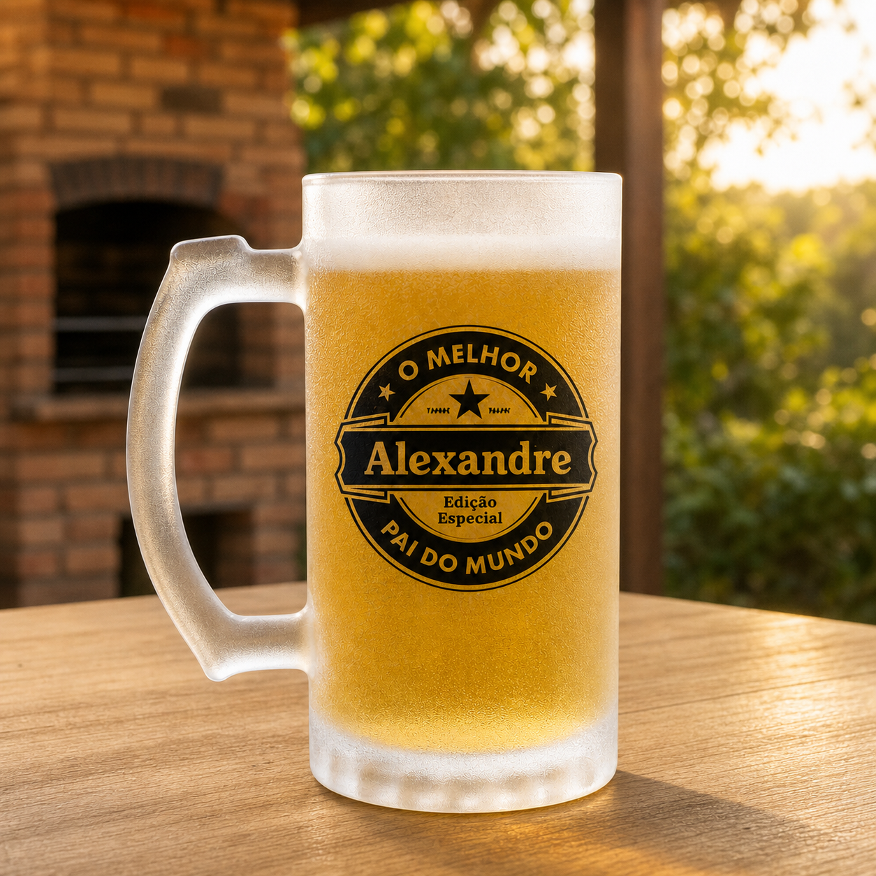 Caneca de Vidro Jateado Personalizada O Melhor Pai - imagem lifestyle 4