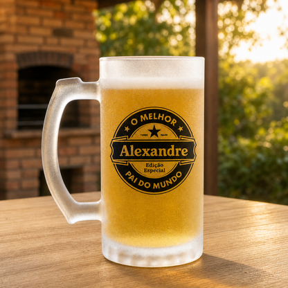 Caneca de Vidro Jateado Personalizada O Melhor Pai - imagem lifestyle 4