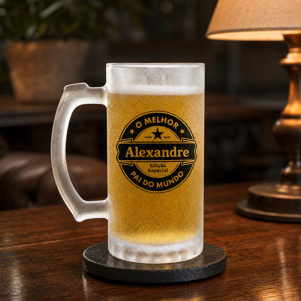 Caneca de Vidro Jateado Personalizada O Melhor Pai - imagem lifestyle 5