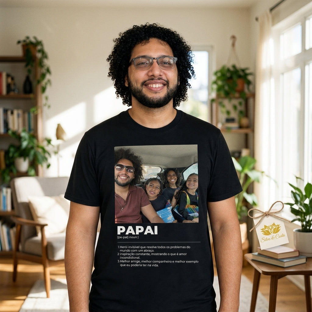 Camiseta Preta Personalizada Papai com Foto - imagem principal