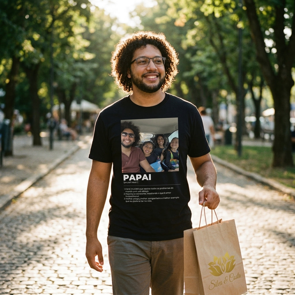 Camiseta Preta Personalizada Papai com Foto - imagem lifestyle 5