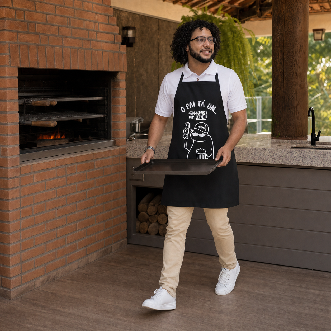 Avental Personalizado Pai Tá On para Churrasco - imagem lifestyle 4