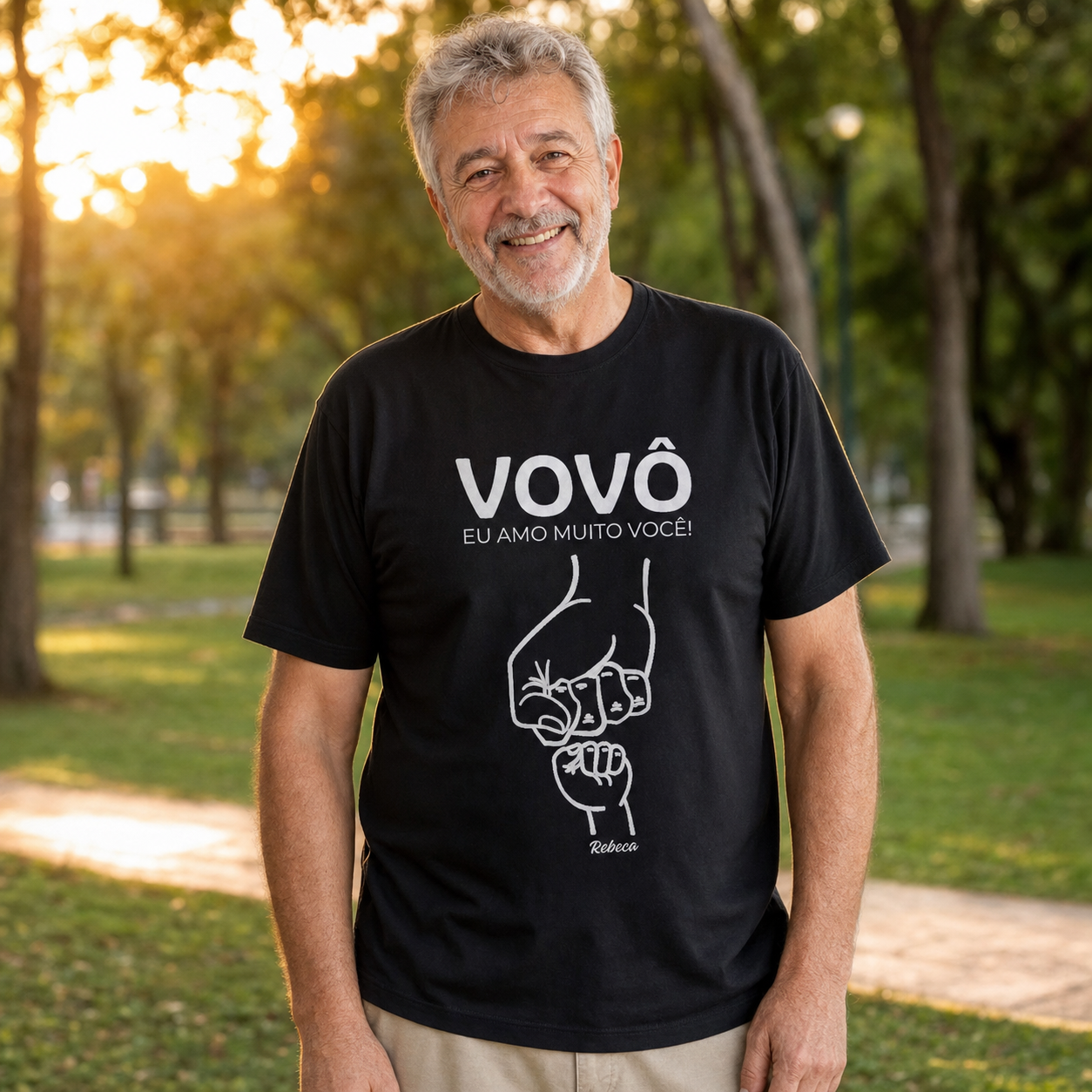 Camiseta Preta Personalizada para Avo Eu Amo Voce - imagem lifestyle 2
