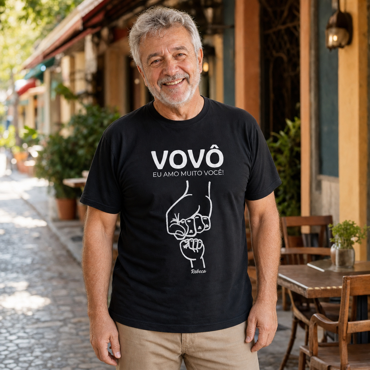 Camiseta Preta Personalizada para Avo Eu Amo Voce - imagem lifestyle 4