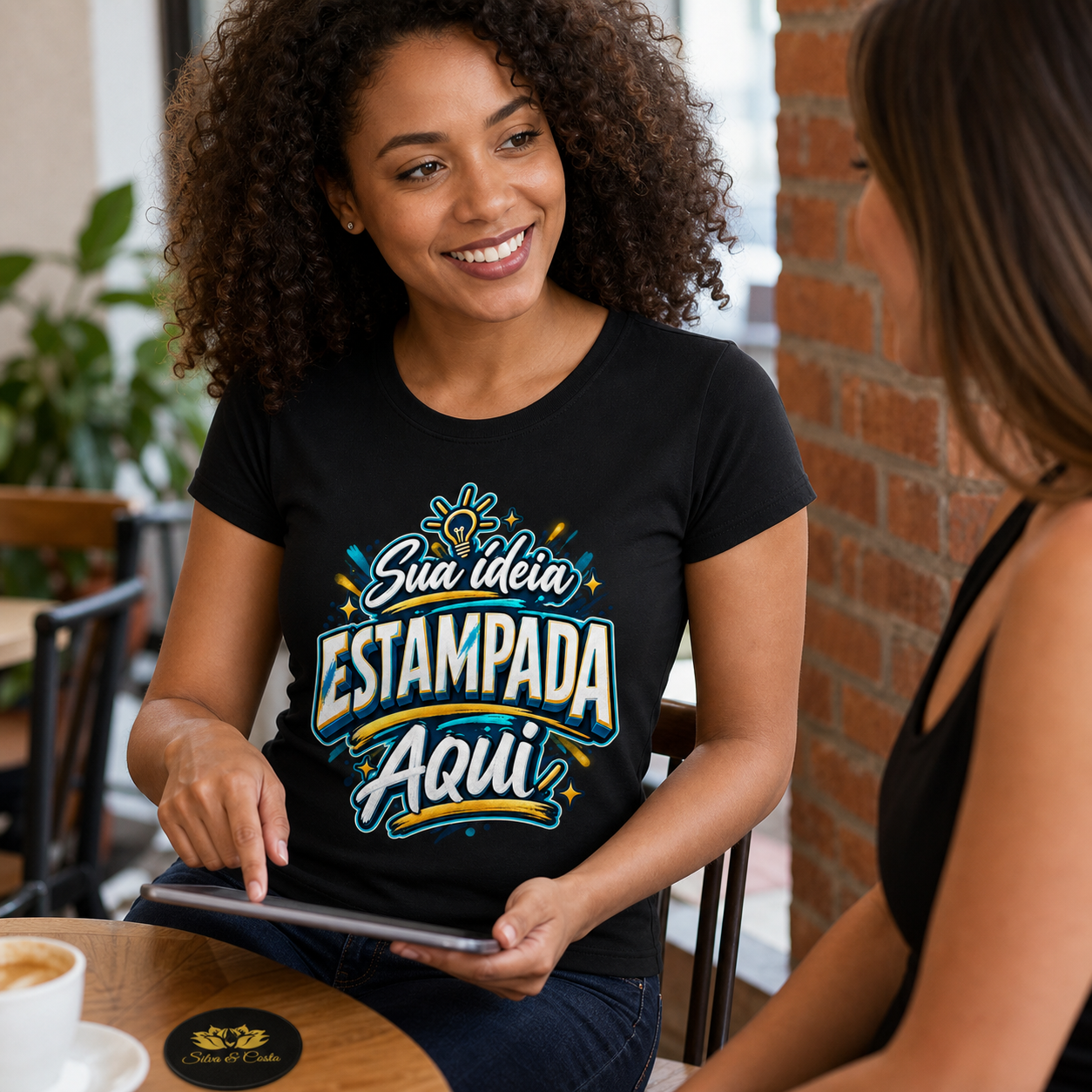 Baby Look Preta Personalizada Feminina 100% Algodão - imagem lifestyle 3
