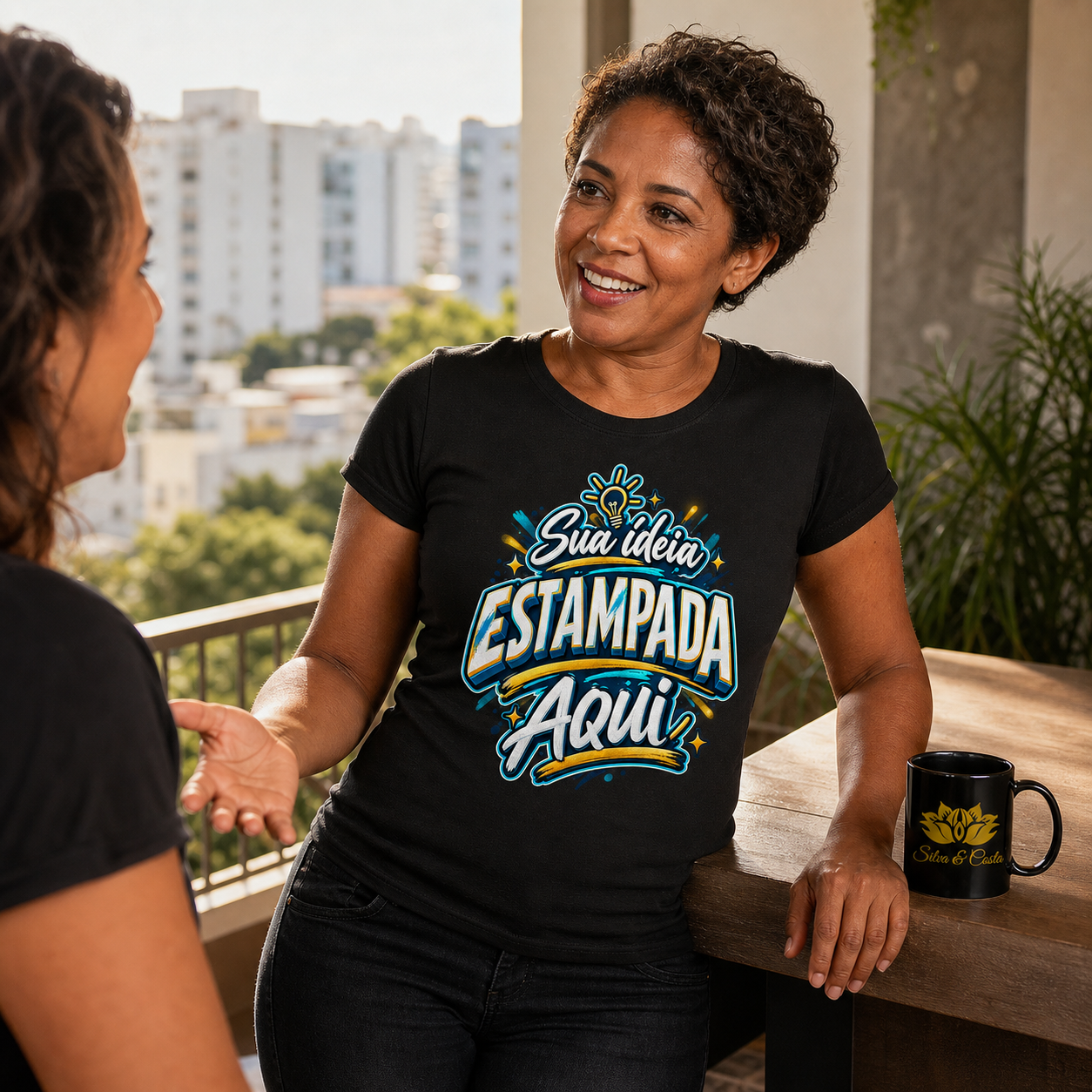 Baby Look Preta Personalizada Feminina 100% Algodão - imagem lifestyle 5