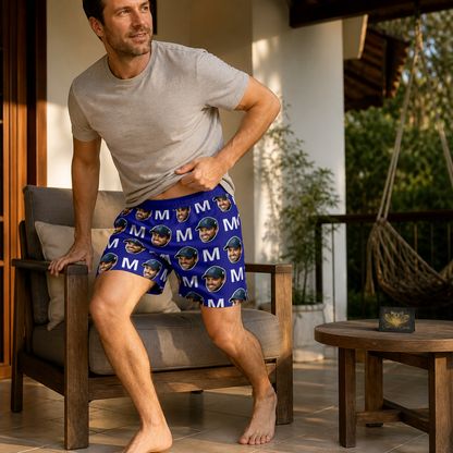 Samba Canção Personalizada Azul com Foto e Inicial - imagem lifestyle 5