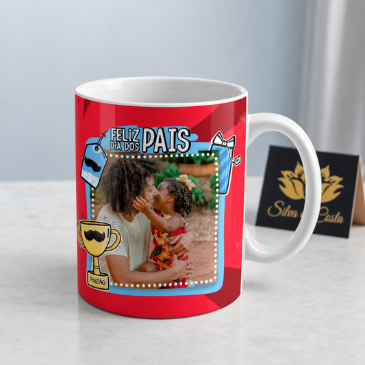Caneca de Porcelana Personalizada Pai Te Amo com Foto - imagem principal