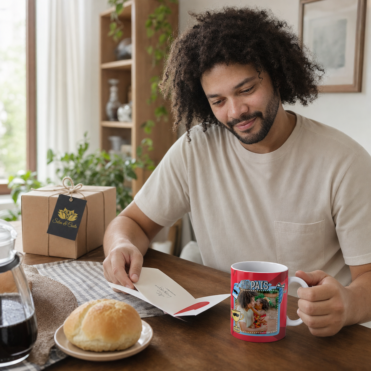 Caneca de Porcelana Personalizada Pai Te Amo com Foto - imagem lifestyle 2
