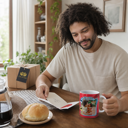 Caneca de Porcelana Personalizada Pai Te Amo com Foto - imagem lifestyle 2