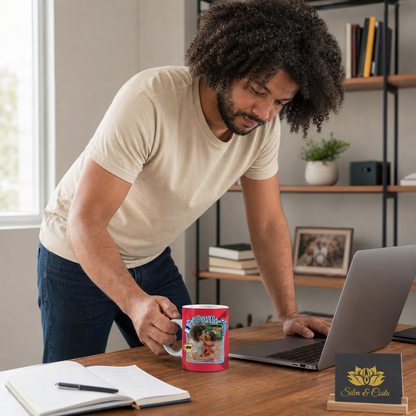 Caneca de Porcelana Personalizada Pai Te Amo com Foto - imagem lifestyle 4