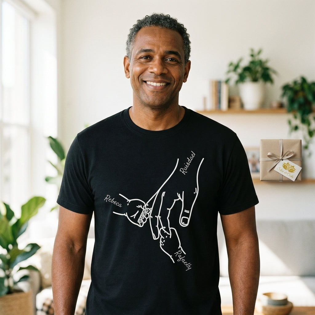 Camiseta Preta com Mãos e Nomes Personalizados - imagem principal