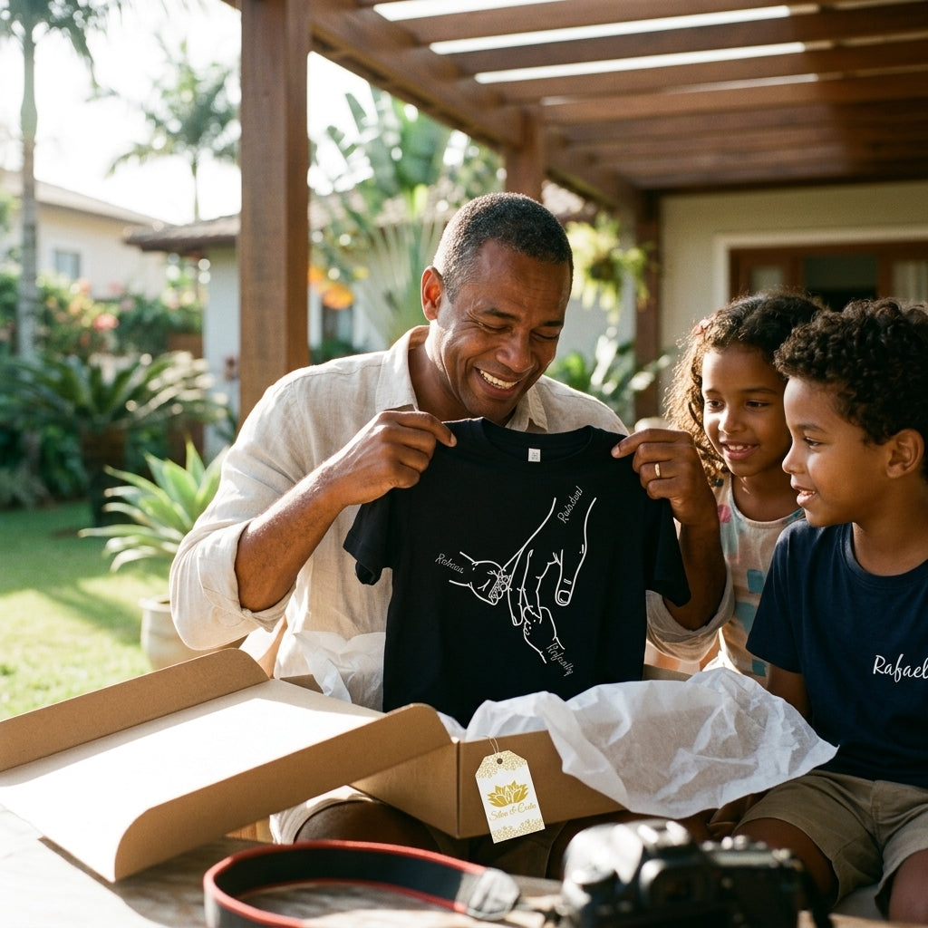 Camiseta Preta com Mãos e Nomes Personalizados - imagem lifestyle 4