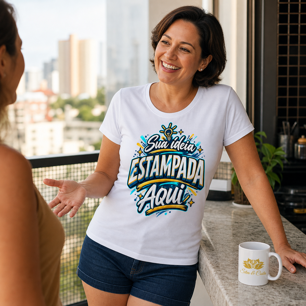 Baby Look Branca Personalizada Feminina 100% Algodão - imagem lifestyle 5