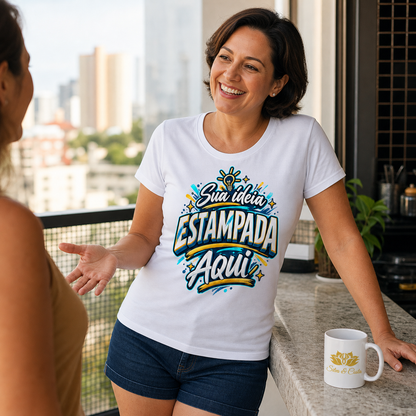 Baby Look Branca Personalizada Feminina 100% Algodão - imagem lifestyle 5