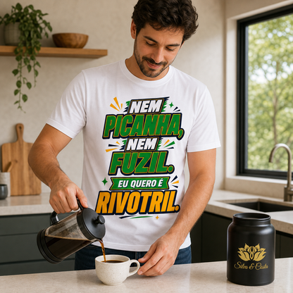 Camiseta Engraçada Masculina Verde Amarela Nem Picanha Nem Fuzil - imagem lifestyle 4