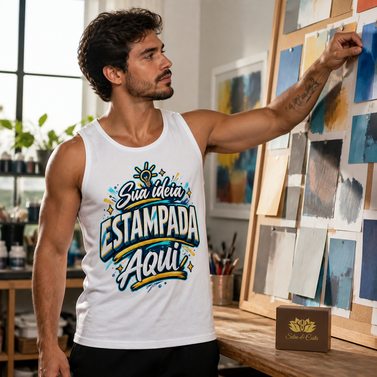 Regata Branca Personalizada Masculina 100% Algodão - imagem principal